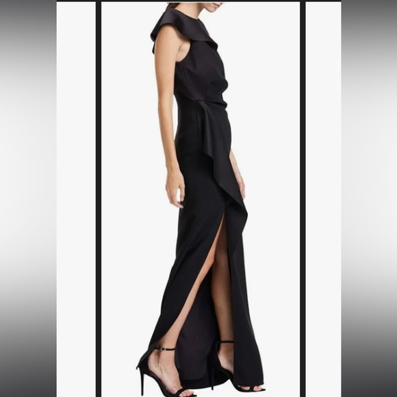 Black Floor Length Formal Maxi Dress Halston Heritage NWT - Picture 3 of 16